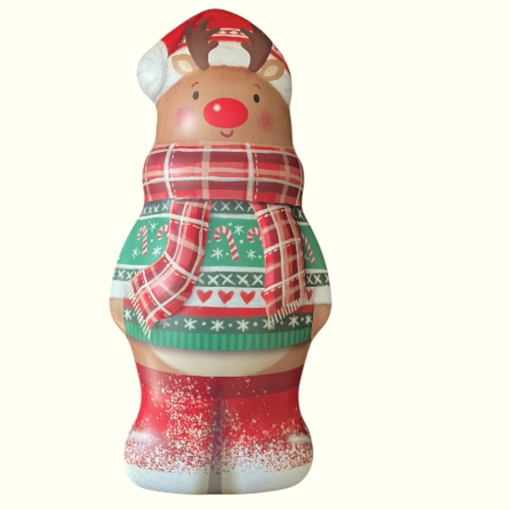 Russell Stover Red Nosed Reindeer Candy Tin.